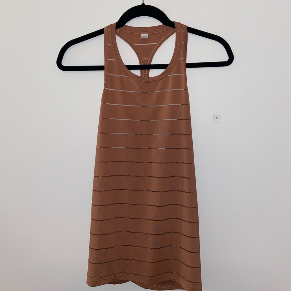 Athleta Tan Stripped Racerback Tank Top